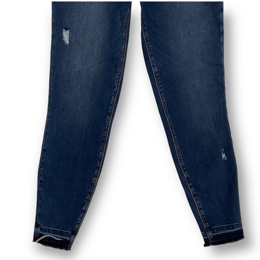 Spanx Distressed Skinny Released Hem Dark Wash Jeggings Sz M - Picture 4 of 12